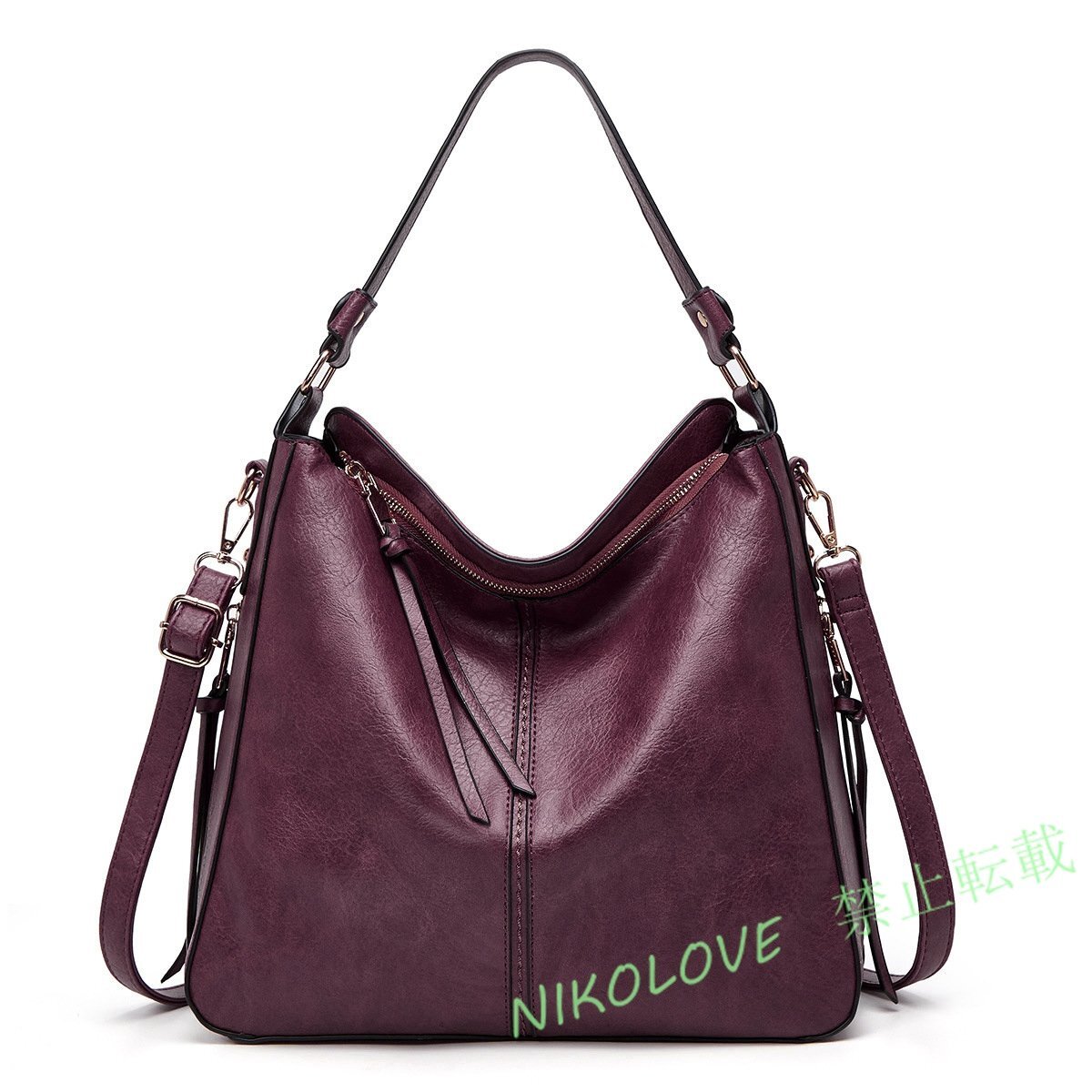 ☆新品超人気 トートバッグショルダーバッグ レディースPU レザー ビジネスバッグ 出張 旅行 大きめサイズ プレゼント ダークパープル拍卖