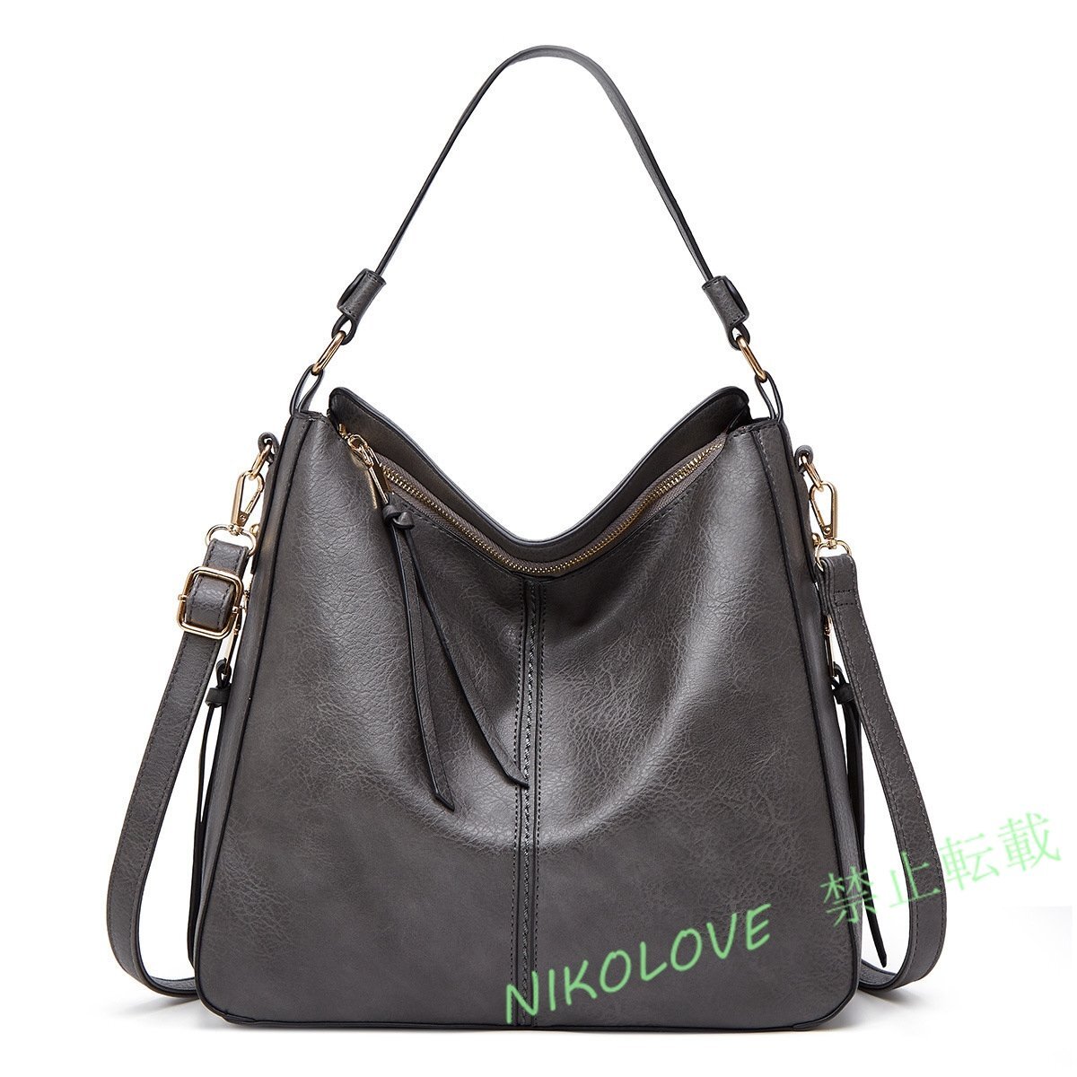 ☆新品超人気 トートバッグショルダーバッグ レディースPU レザー ビジネスバッグ 出張 旅行 大きめサイズ プレゼント ダークグレー拍卖