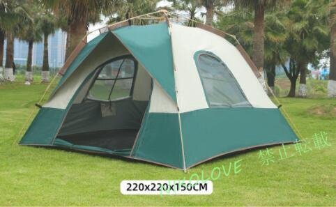 ☆新品テントワンタッチテントワンタッチ式キャンプ簡単設営窓口ありメッシュ付き二重防水防風 緑白UVカットUPF50+2~4人用テント拍卖