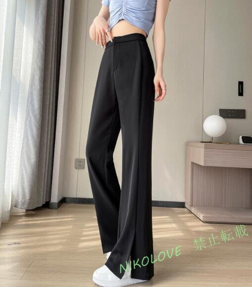 ☆新品 全4色 スラックス ビジネス スリット 切り替え スリム 着痩せ 【大きいサイズあり】 4XL ブラック拍卖