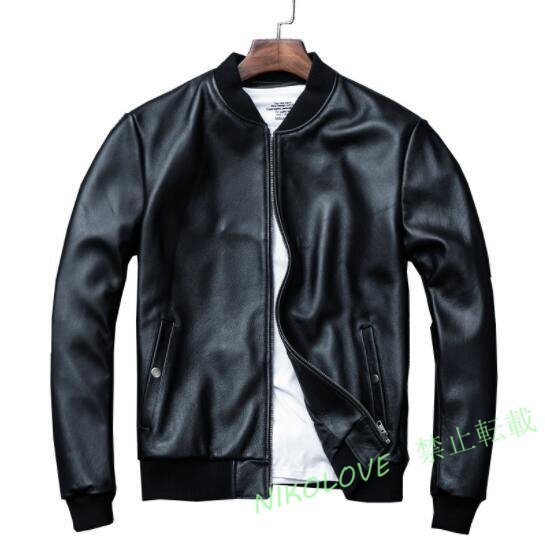 ☆新品 人気推薦本革 ラム革 上品 メンズライダース バイクジャケット レザー バイクウェア 革ジャン 黒 S~4XLサイズ選択拍卖