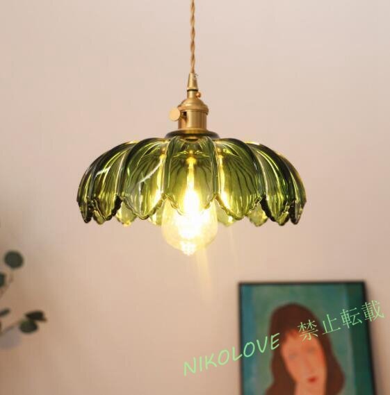 ☆新品室内芸術 美品 青蓮シャンデリア 銅+ガラス製シャンデリア ペンダント/寝室用ランプ 照明 お洒落拍卖