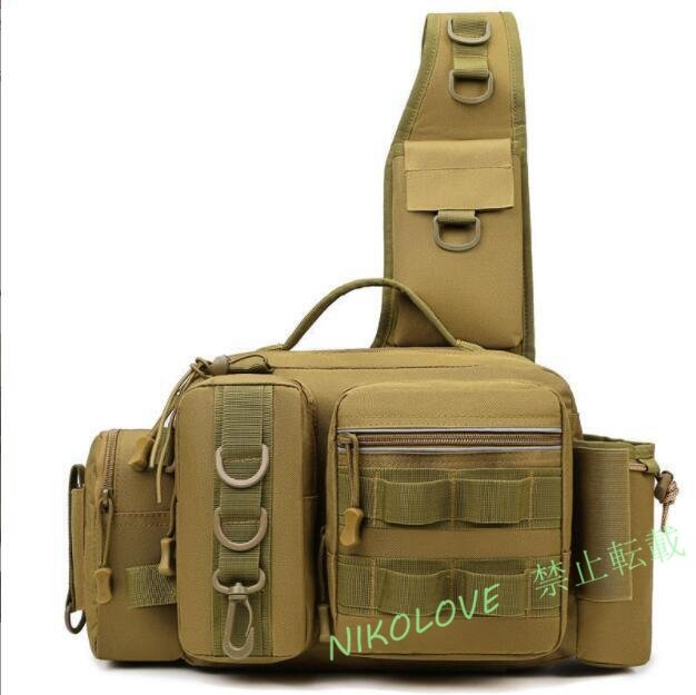☆新品お色選択可多機能ショルダーバッグ フィッシングバック 釣り ワイドベルト ロッドホルダー ブラウン拍卖