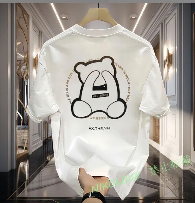 ☆新品 メンズtシャツ ティーシャツ メンズ tシャツ 男性用 半袖 ラウンドネック 大きいサイズ プリント ゆったり 夏 (2色S-5XL)拍卖