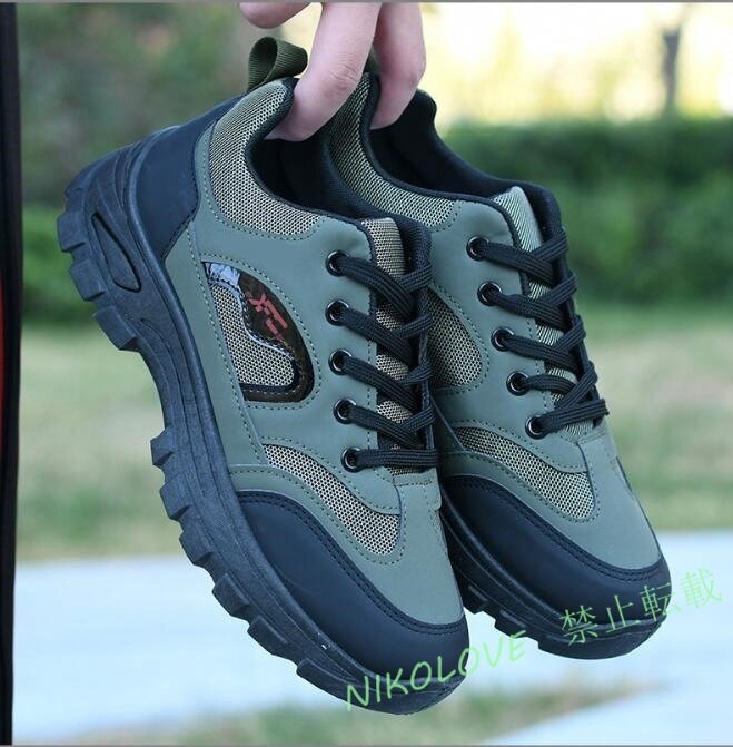 ☆新品 登山靴 スニーカー トレッキングシューズ メンズ スポーツシューズ アウトドアシューズ ハイキング シューズ グリーン 26.5cm拍卖