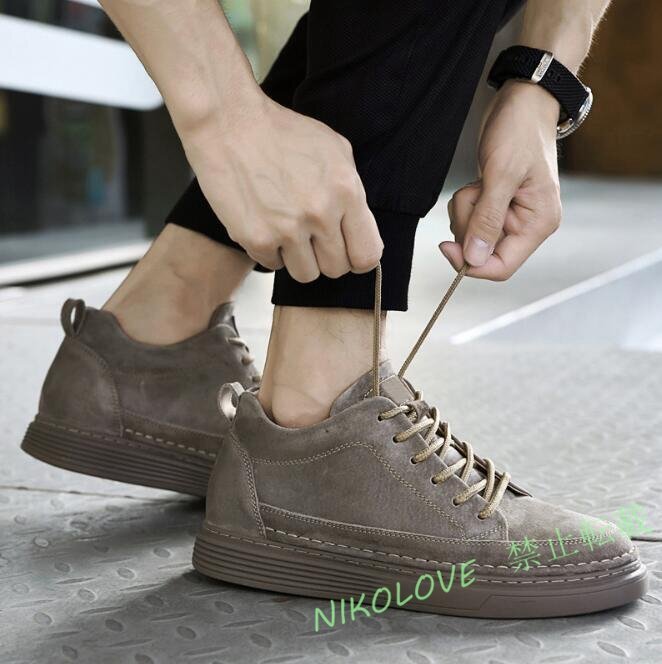 ☆新品 シークレットシューズ スニーカー スリッポン メンズ 身長アップ カジュアル ドライビングシューズ 茶色 26.5cm拍卖