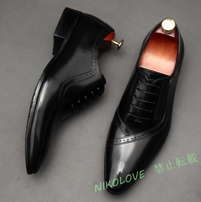 ☆新品ビジネスシューズ 本革 レザーシューズ超希少 職人手作り 牛革 紳士靴 フォーマル男女兼用 冠婚葬祭 革靴 黒拍卖