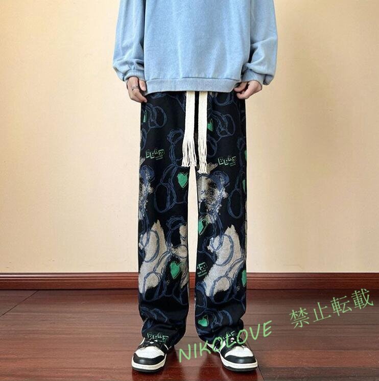 ☆新品 メンズ ズボン スポーツパンツ 総柄 大きいサイズ ウエストゴム 長ズボン 春夏 薄手 ゆったり カジュアル(2色M-3XL)拍卖