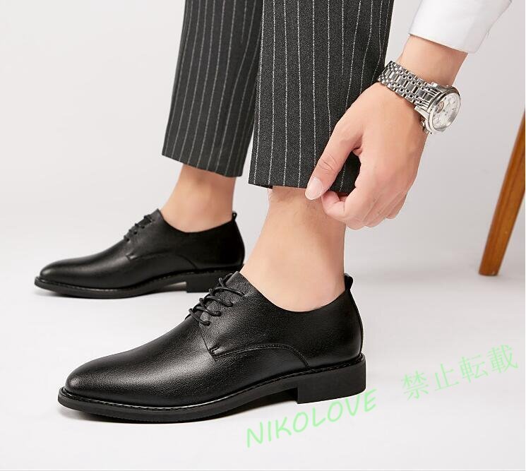 ☆新品シューズ メンズ ビジネスシューズ 職人手作り レザーシューズ 革靴 フォーマル 通勤 結婚 紳士靴 快適 大人気 ブラック 26.5cm拍卖