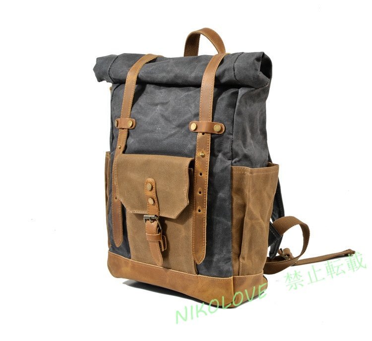 ☆新品 レトロ風 リュック 本革 キャンバス バックパック ショルダーバッグ 大容量 スクールバッグ トラベル キャンプ 5色選択/1点拍卖