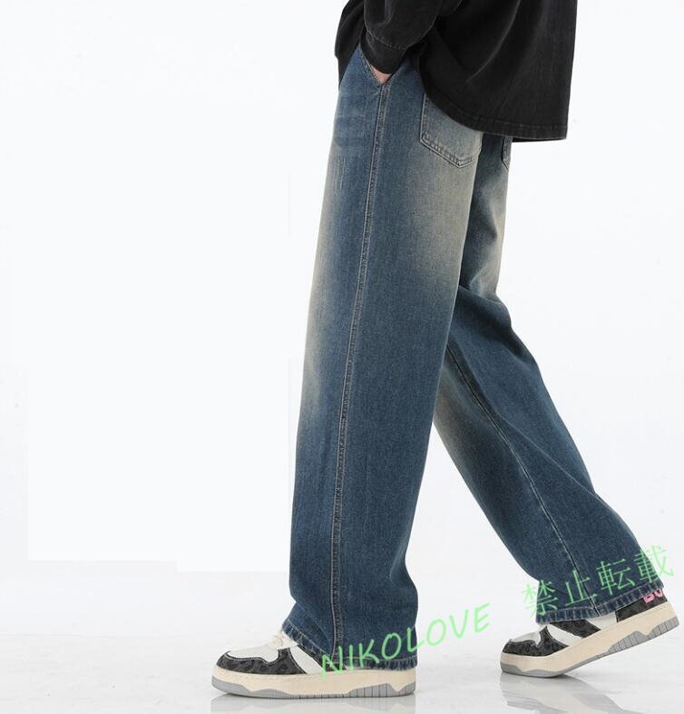 ☆新品 ワイドパンツ メンズ デニムパンツ ロングパンツ ボトムス 大きいサイズ 裏ボア 裏起毛 防寒 厚手 暖かい 秋冬 S~3XL拍卖