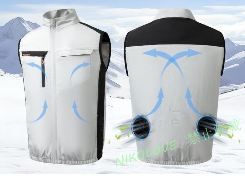 ☆新品 人気 《Lサイズ》グレー 【24V超高出力】空調作業服 ファン付き 20000MAh大容量バッテリー付属 ファン付き作業服ベスト 薄型拍卖