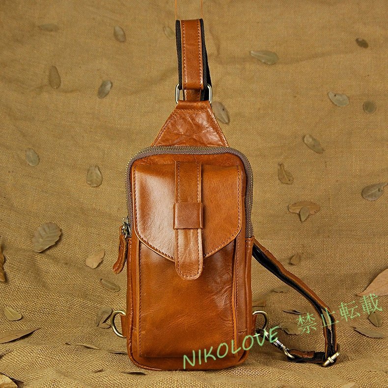 ☆新品ボディーバッグ 斜めがけバッグ メンズ 本革 牛革 ショルダーバッグ 斜めがけ ワンショルダー 革製 レザー 軽量 イエロー拍卖