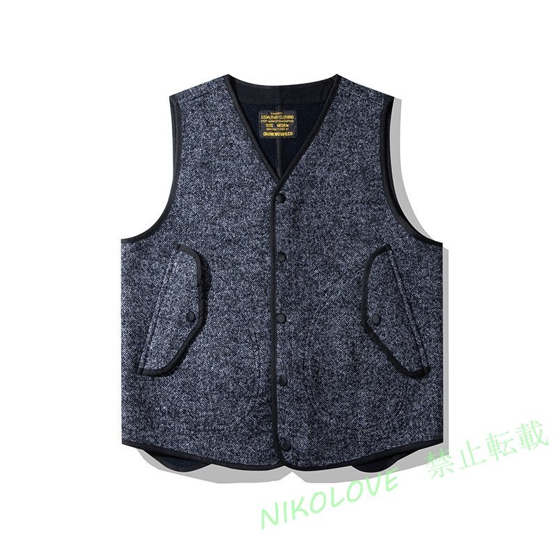 ☆新品秋冬 19世紀スタイル アメカジ アンティークヴィンテージ復刻 品のある上質の生地感 ウールベスト S~XXL ネイビー拍卖
