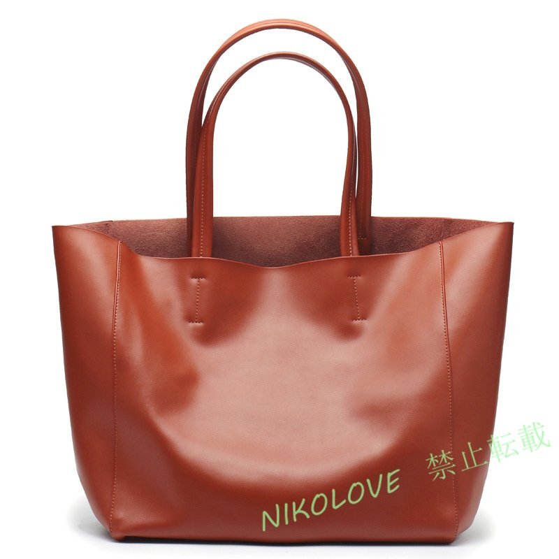 ☆新品本革 イタリアン メンズ トートバッグ バック 鞄 カバン 牛革 未使用 A4 茶 ブラウン ボルドー拍卖