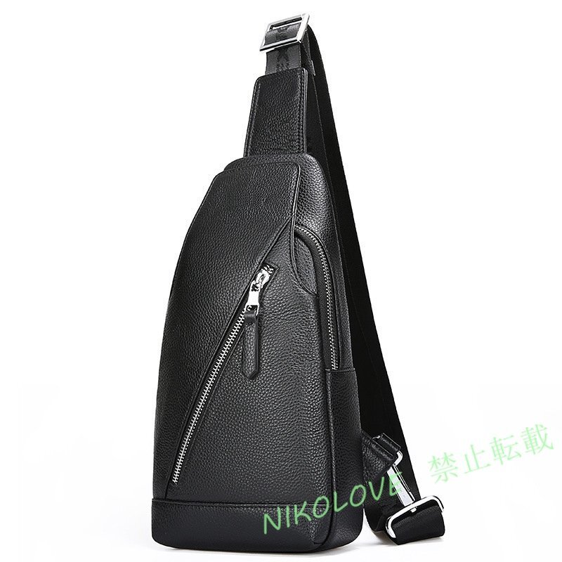 ☆新品ボディバッグ メンズ 本革 上品 牛革 レザー ショルダーバッグ バッグ メンズ 鞄 カバン ワンショルダー ブラック拍卖