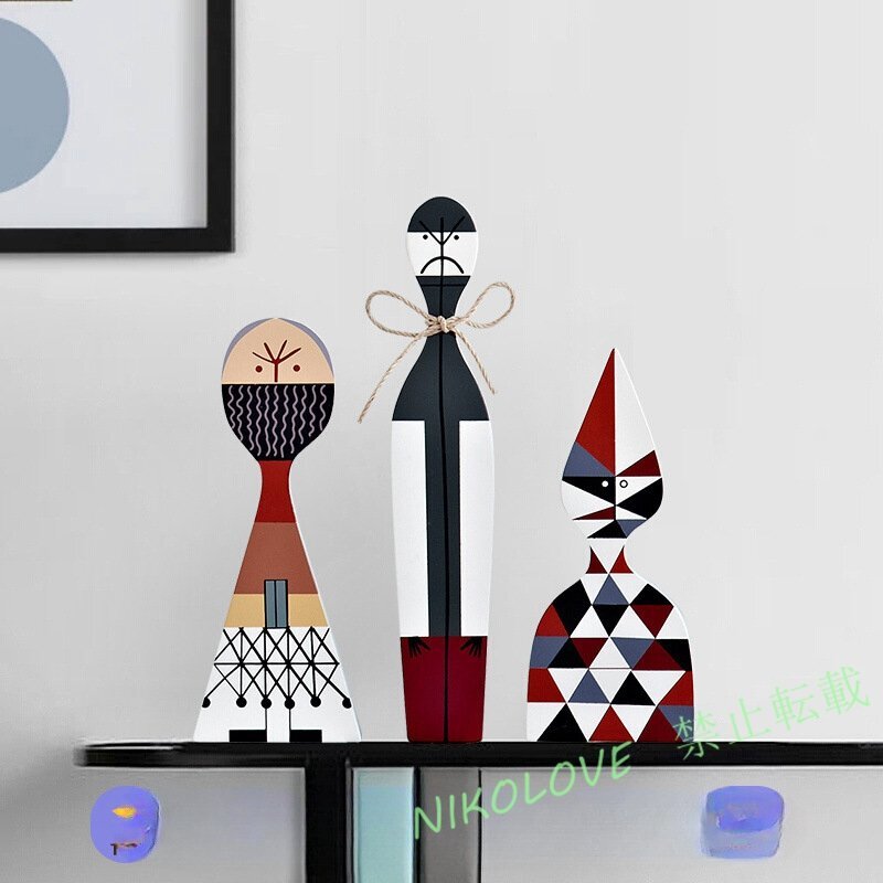 ☆新品 木製 オブジェ 3体1セット 装飾 インテリア ピエロ 北欧 ウッド カラフル 雑貨 かわいい 置物 お色選択可拍卖