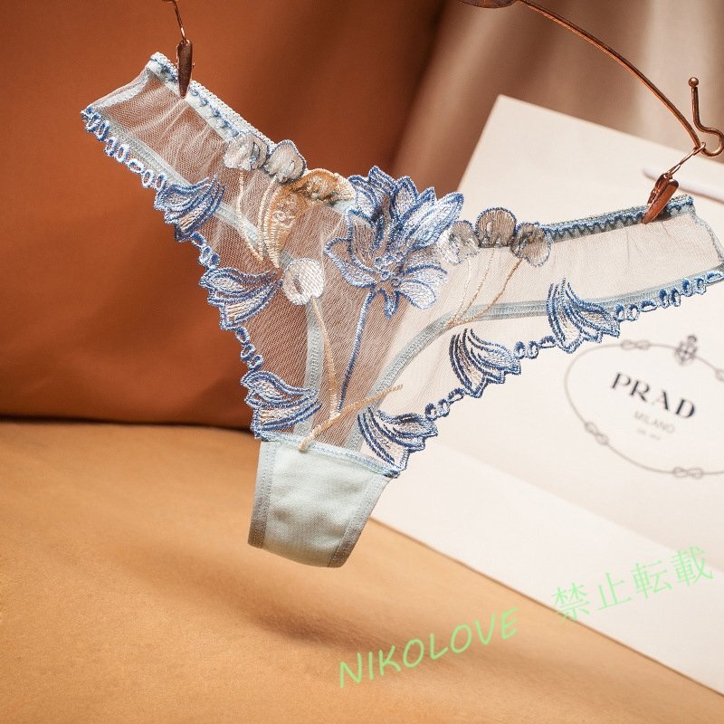 ☆新品 5色選択可セクシー インナー ショーツ レディース ランジェリー パンティー 透け感 シースルー 花柄刺繍 レース Tバック拍卖