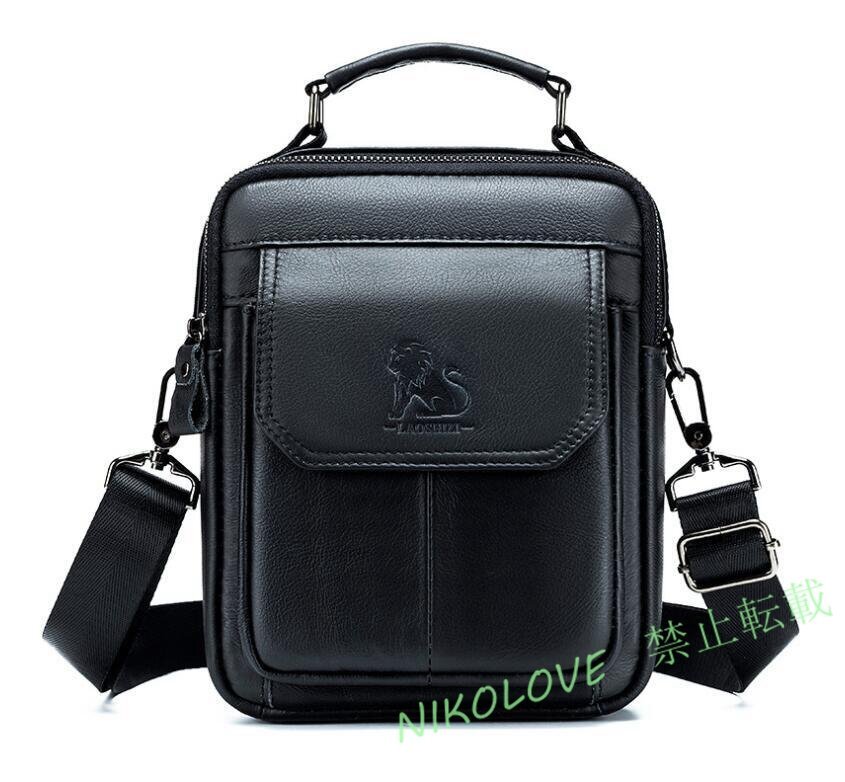 ☆新品2色選択可 メンズバッグ 牛革 ボディバッグ 本革 登山旅行 アウトドア ワンショルダー 斜めがけバッグ おしゃれ 軽量 通勤ブラック拍卖