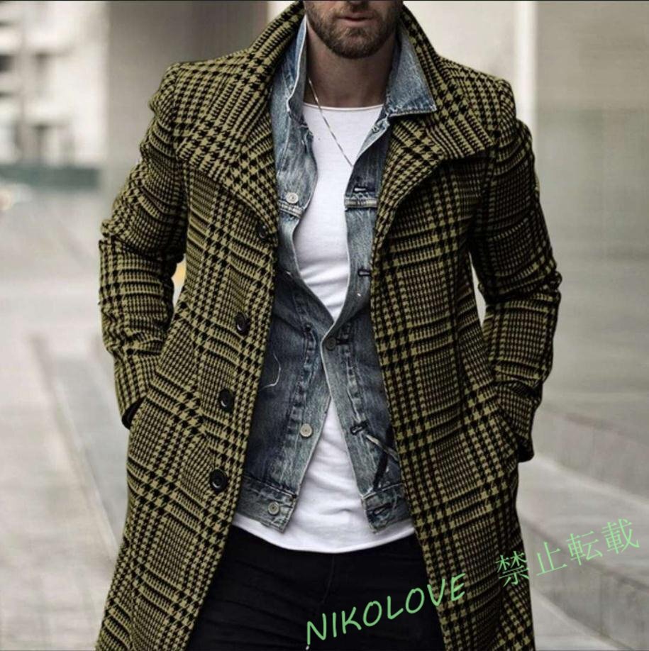 新品チェック柄 チェスターコートメンズ メルトンコートビジネスコート ロングコート ピーコート ダッフルコート ラシャコートS~3XL LC609拍卖