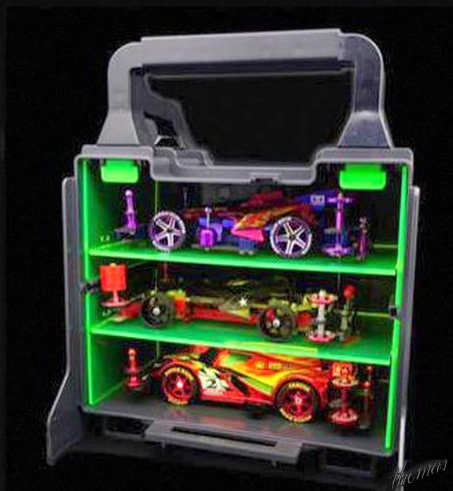 ミニ四駆 ポータブルピット ボックス 用 仕切り板 アクリル 3段 保管 コレクション 黄緑DJ380拍卖