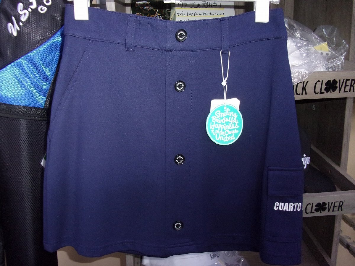 【新品】CUARTO UNITED クアルトユナイテッド ストレッチスカート ネイビー/M ゴルフウェア レディース拍卖