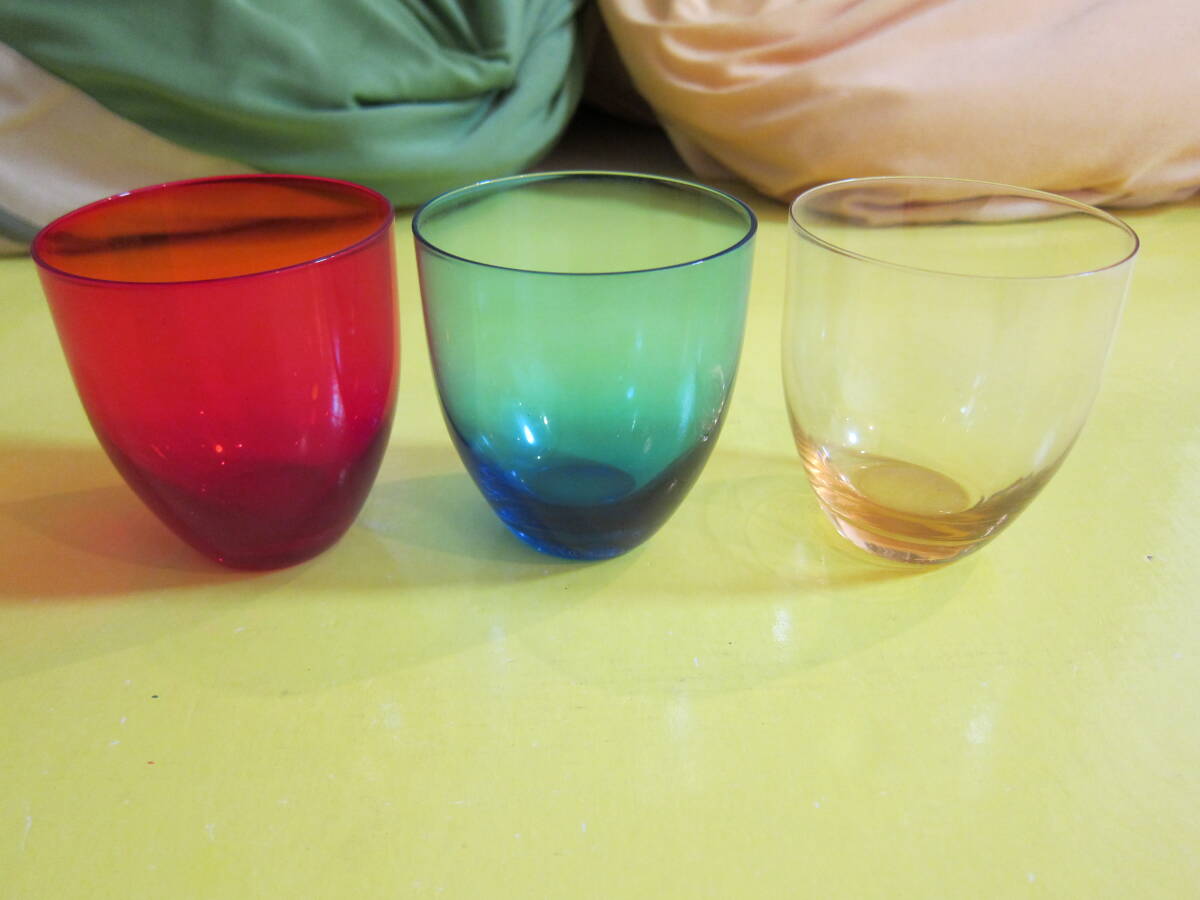 ★ Noritake ★ ノリタケ ★ 赤・青・黄色 クリスタルグラス ★ 3客 セット ★ 新品 ★拍卖