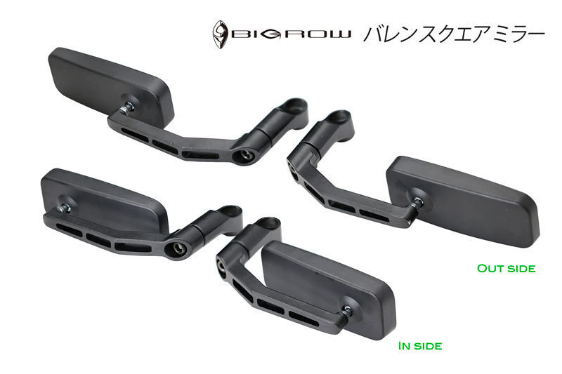 バックミラー バイク用 バレン スクエア ブルーミラー黒拍卖