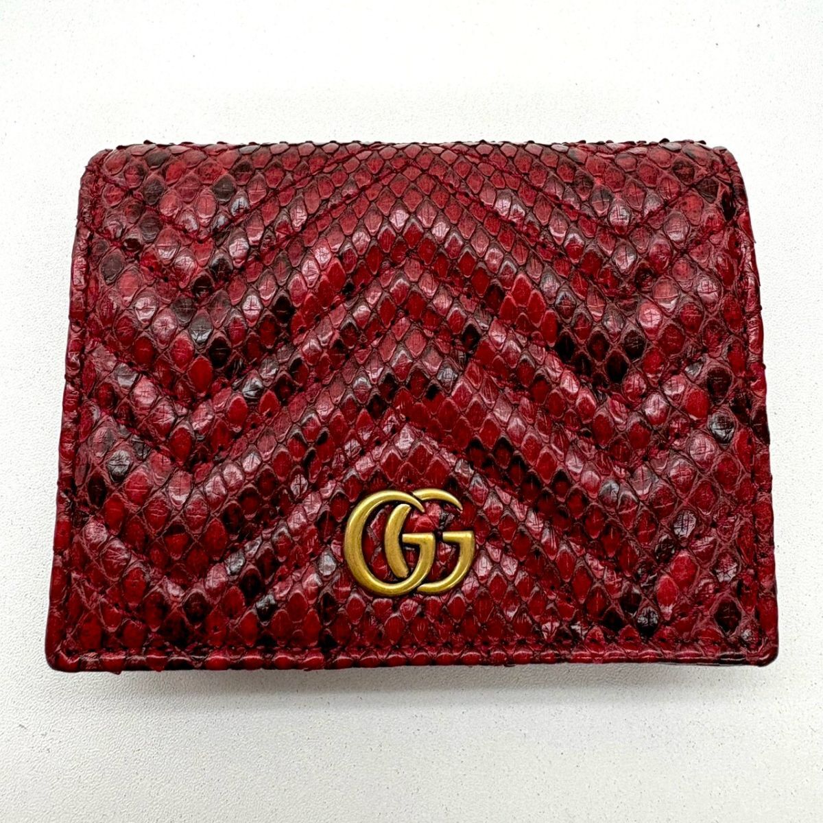 U246-K58-1701 GUCCI グッチ 財布 2つ折り GGマーモント レッド 赤 パイソン 466492・0416 KA拍卖