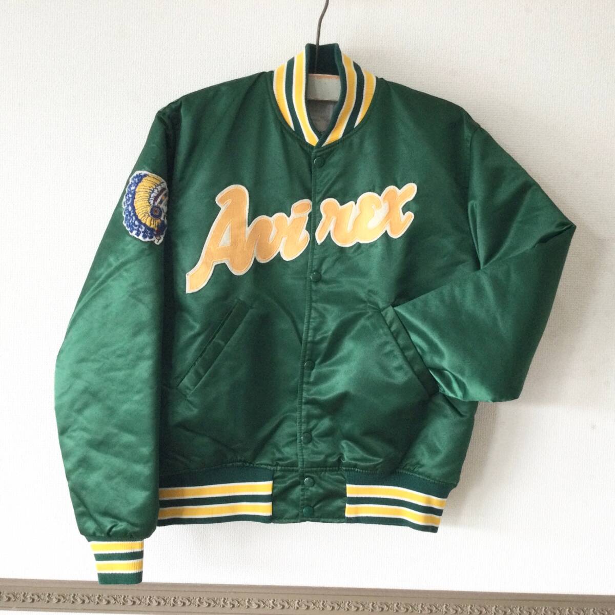 10041 AVIREX アヴィレックス スタジャン NEWYORK VARSITY U.S.A. 90s 緑 グリーン Mサイズ USA製拍卖