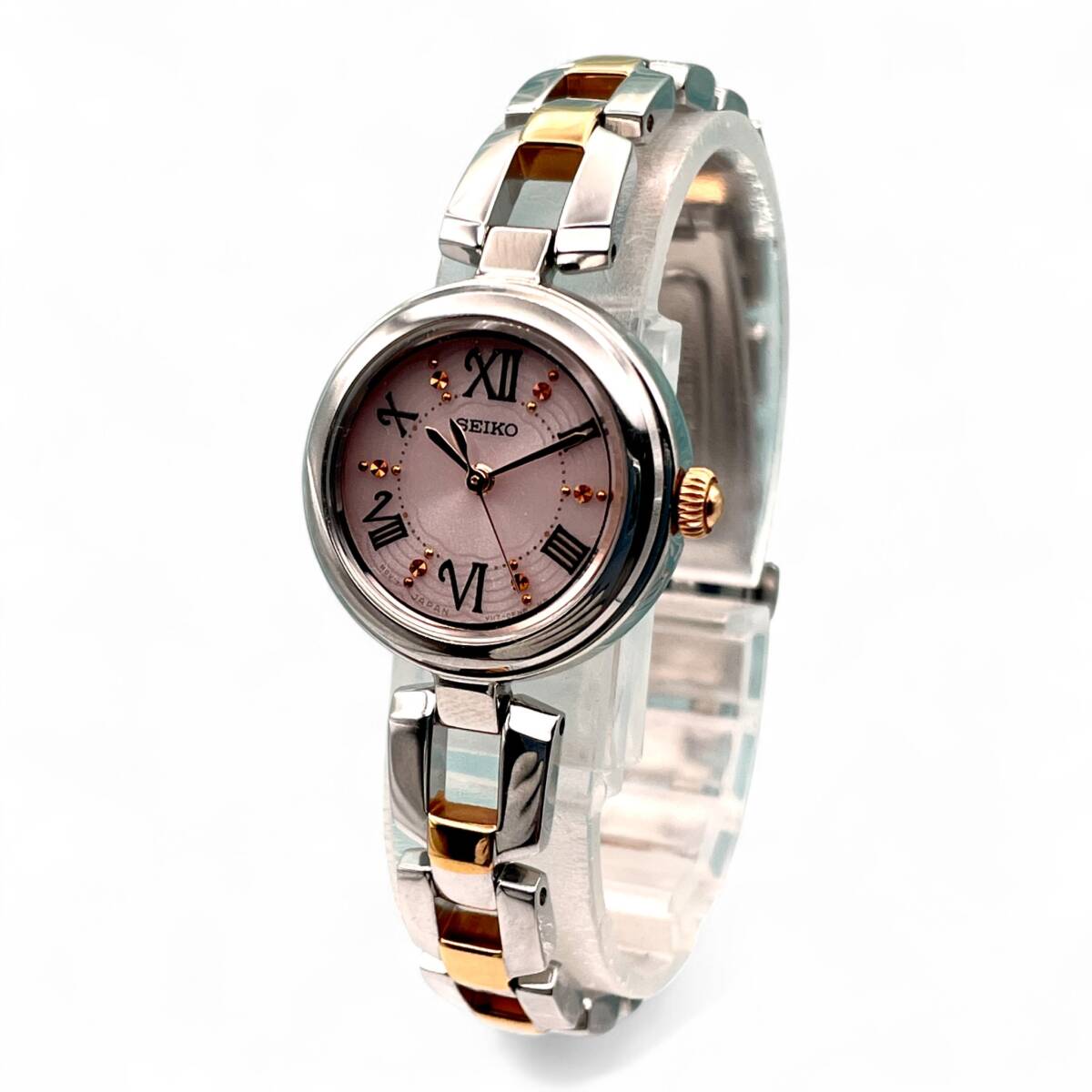 美品 ■ 稼働 SEIKO セイコー V117-0CV0 レディース腕時計 ソーラー 文字盤 ステンレス ビジネス カジュアル 日本製 5271-12-10拍卖