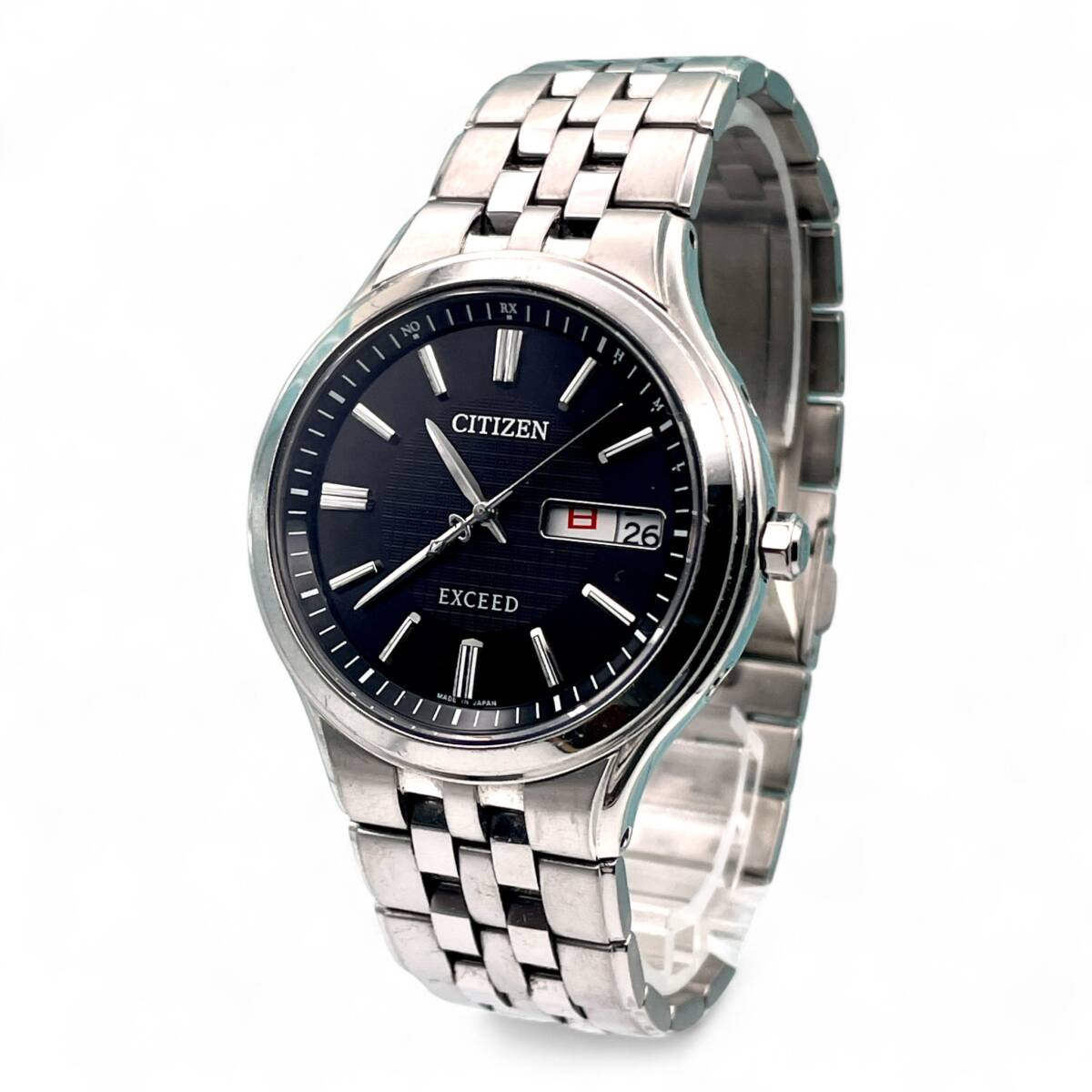 美品 ■ 稼働 CITIZEN シチズン H100-T018661 EXCEED エクシード エコドライブ ソーラー電波時計 メンズ チタン製 デイト表示 5293-21-77拍卖