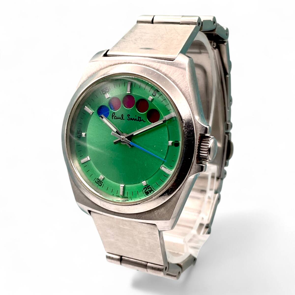稼働 ■ Paul Smith ポールスミス 4350-H28216 メンズ腕時計 クォーツ ステンレス グリーン文字盤 デイト シンプル 5168-50-96拍卖