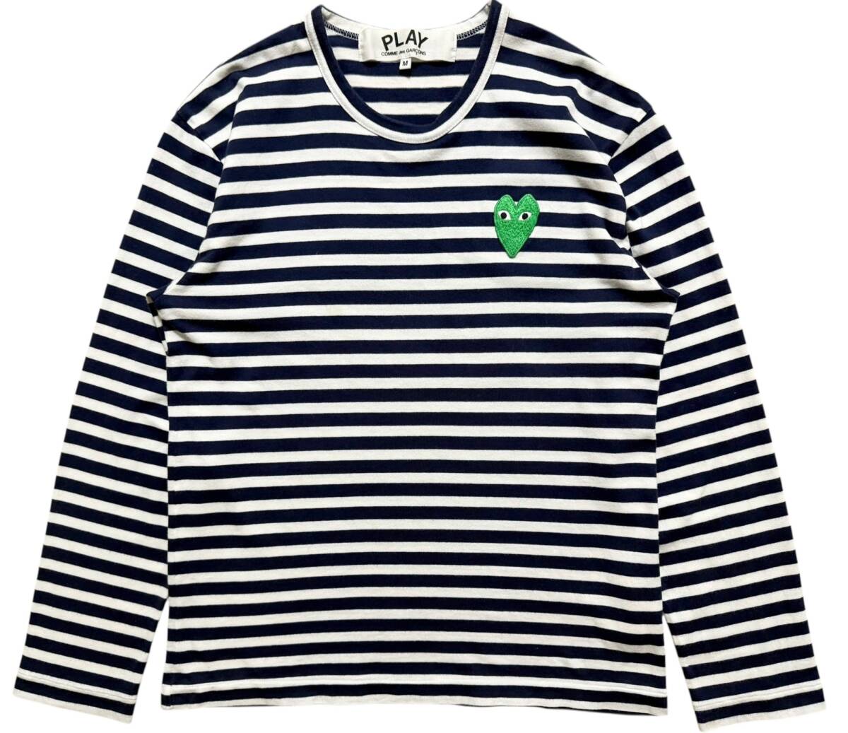 PLAY COMME des GARCONS プレイ コムデギャルソン ボーダー ロングTシャツ 長袖Tシャツ M ネイビー/ホワイト拍卖