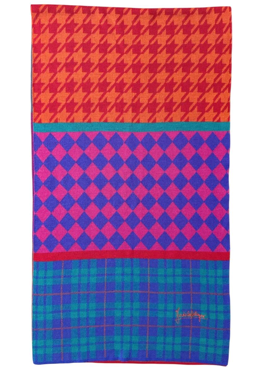 CASTELBAJAC カステルバジャック アクリル70% 毛30% クレイジー柄 大判 ストール ショール マフラー拍卖