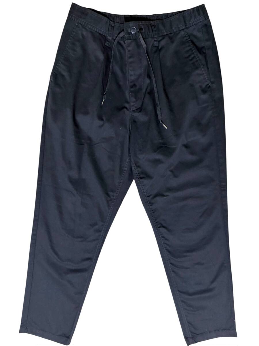 ディッキーズ テーパードシルエット ビッグシルエット タック入り ウエストゴム仕様 ツイルイージーパンツ ジョガーパンツ L ブラック拍卖