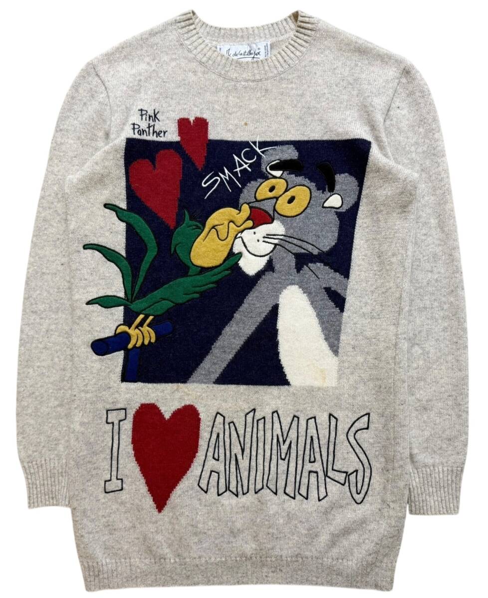 CASTELBAJAC カステルバジャック 90s ヴィンテージ オールド ピンクパンサー クールネック ニットセーター 38 グレー系拍卖