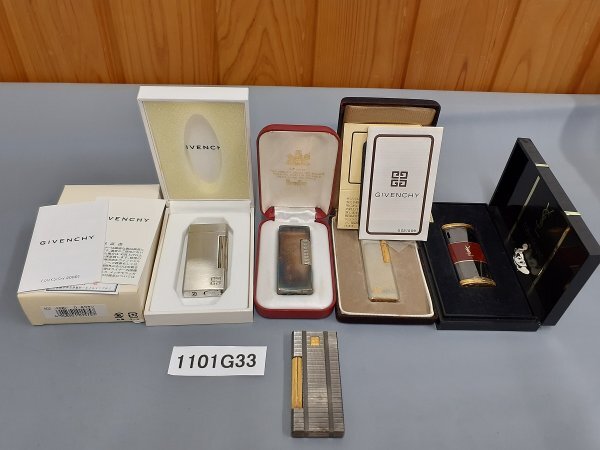 1101G33 喫煙具 ライター おまとめ GIVENCHYジバンシー イヴサンローラン MARUMAN *着火未確認拍卖