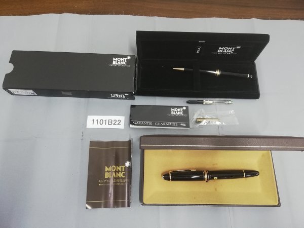 1101B22 筆記用具 万年筆 ボールペン おまとめ Mont Blancモンブラン 14K ケース付き拍卖