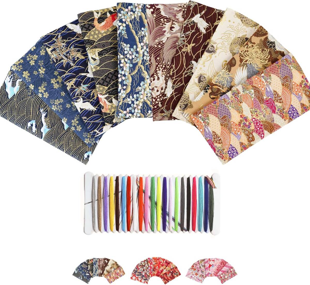 ブルー、ブラウン柄 10枚セット 20X25CM 和柄 生地 はぎれ パッチワーク 布 セット和風柄 花柄 メタル 綿 和布 カットクロス 拍卖