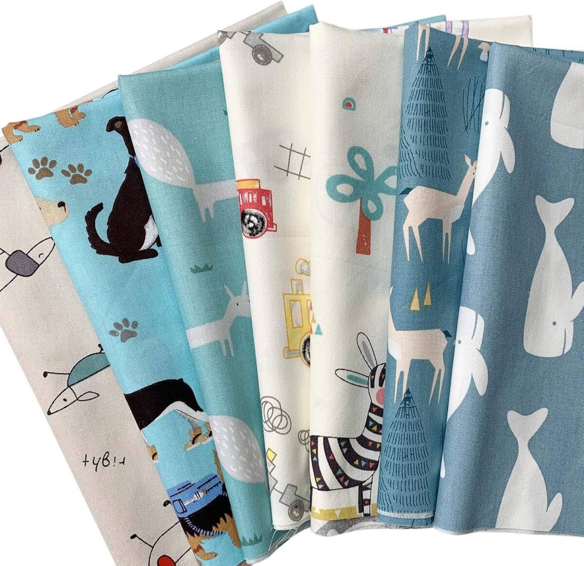 7枚 綿生地 可愛い 動物 46×56cm DIY 手芸用品 ハンドメイド パッチワーク用 布地 セット 拍卖