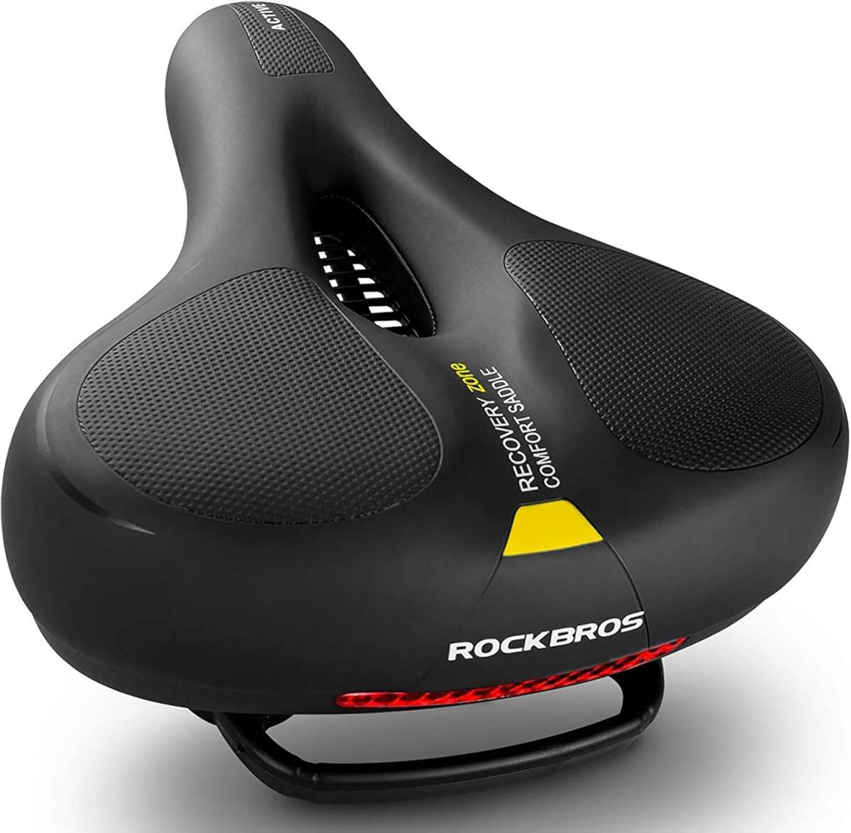 イエロー色 ROCKBROS(ロックブロス)自転車 サドル 超肉厚 痛くない 低反発 サドルクッション 衝撃吸収 穴開き 通気 ソフト 防水拍卖