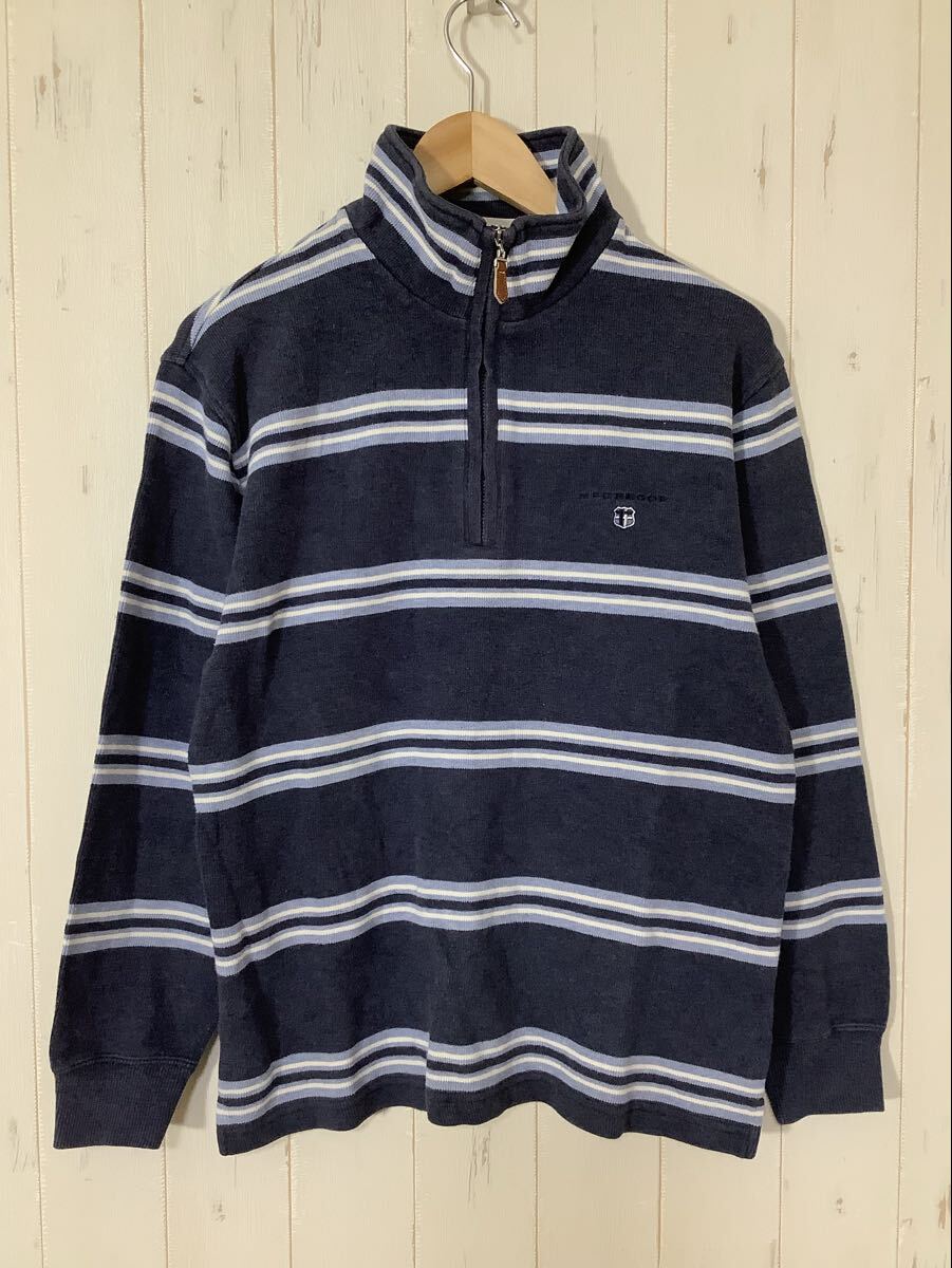 ち1729 McGREGOR マクレガー ボーダー ハーフジップ スウェットトレーナー M ネイビー系拍卖