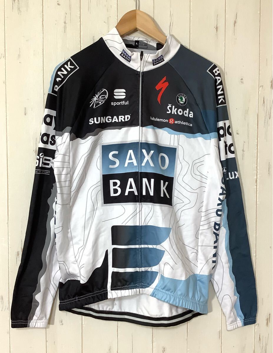 ち1753 サクソバンク サイクリングジャージ サイクルジャージ L 裏起毛 秋冬用 拍卖