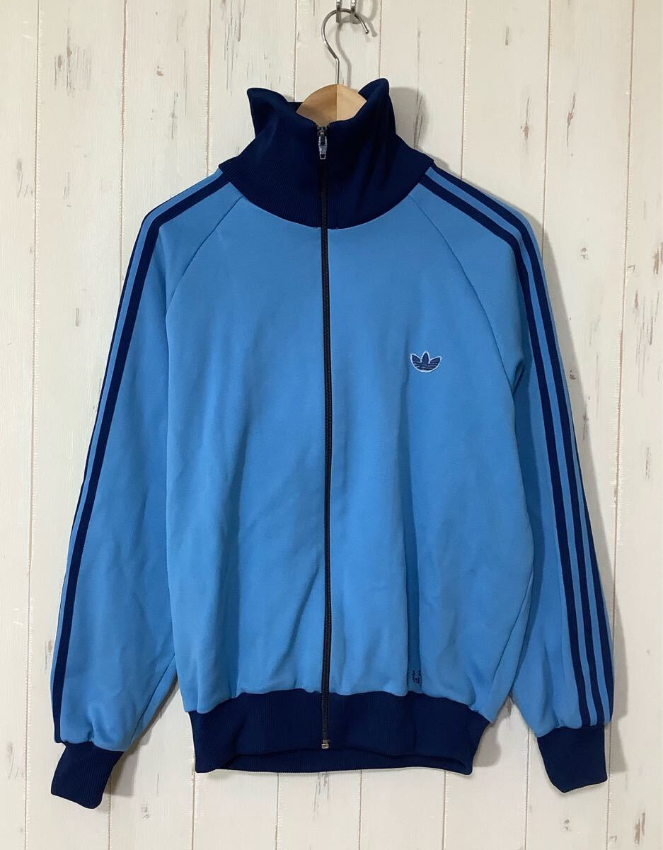 つ1703 adidas アディダス ADS-4F トラックジャケット トラックトップ ジャージジャケット 4号 80's ビンテージ ライトブルー 拍卖