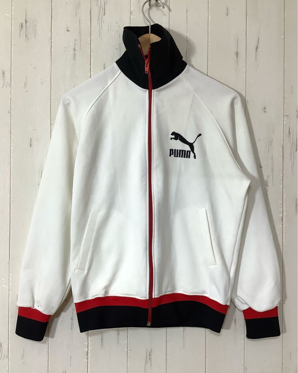 ち1726 PUMA プーマ トラックジャケット トラックトップ ジャージジャケット M ホワイト 90's ビンテージ 拍卖