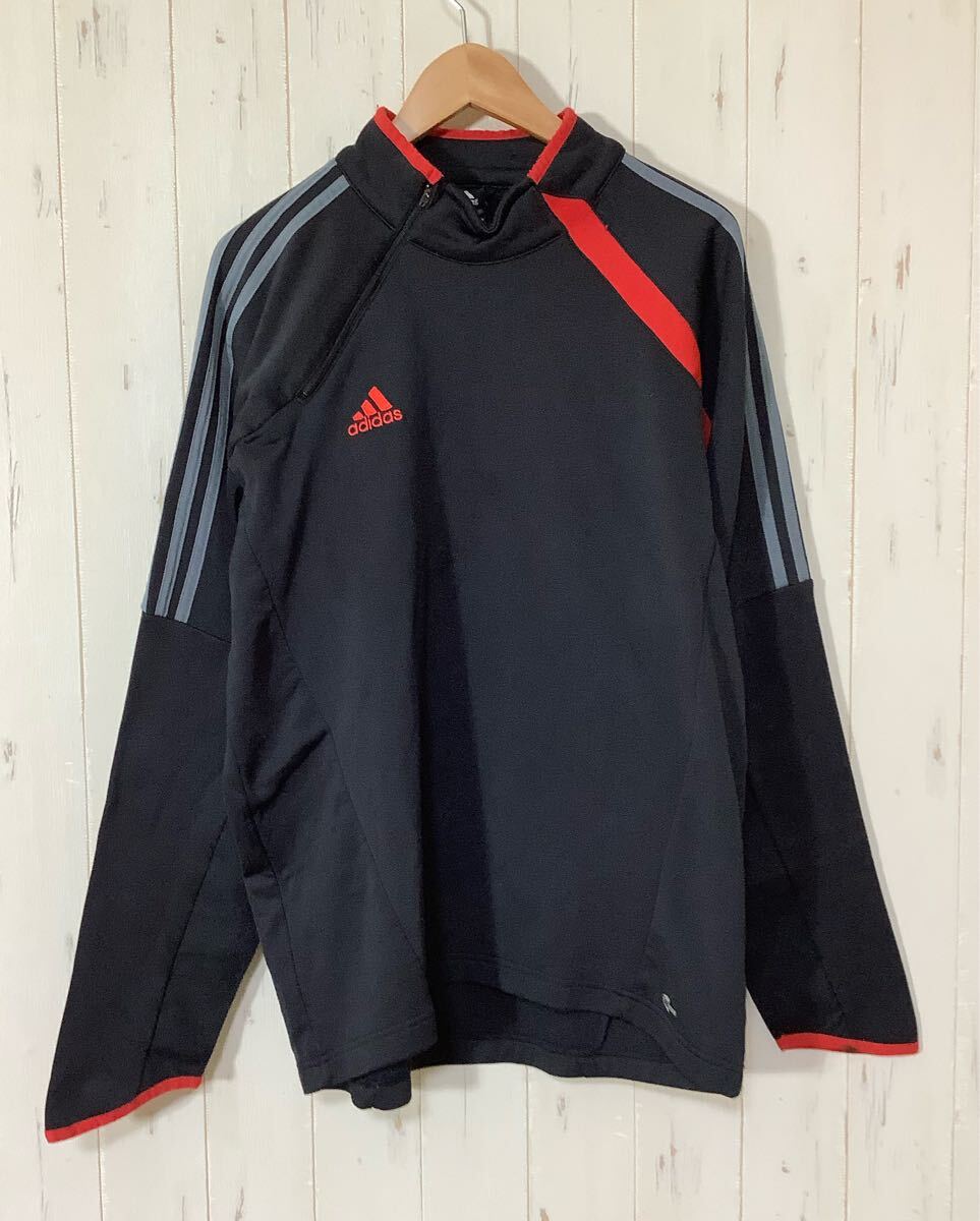 せ1757 adidas アディダス ジャージジャケット L ブラック ロゴ刺繍 裏起毛拍卖