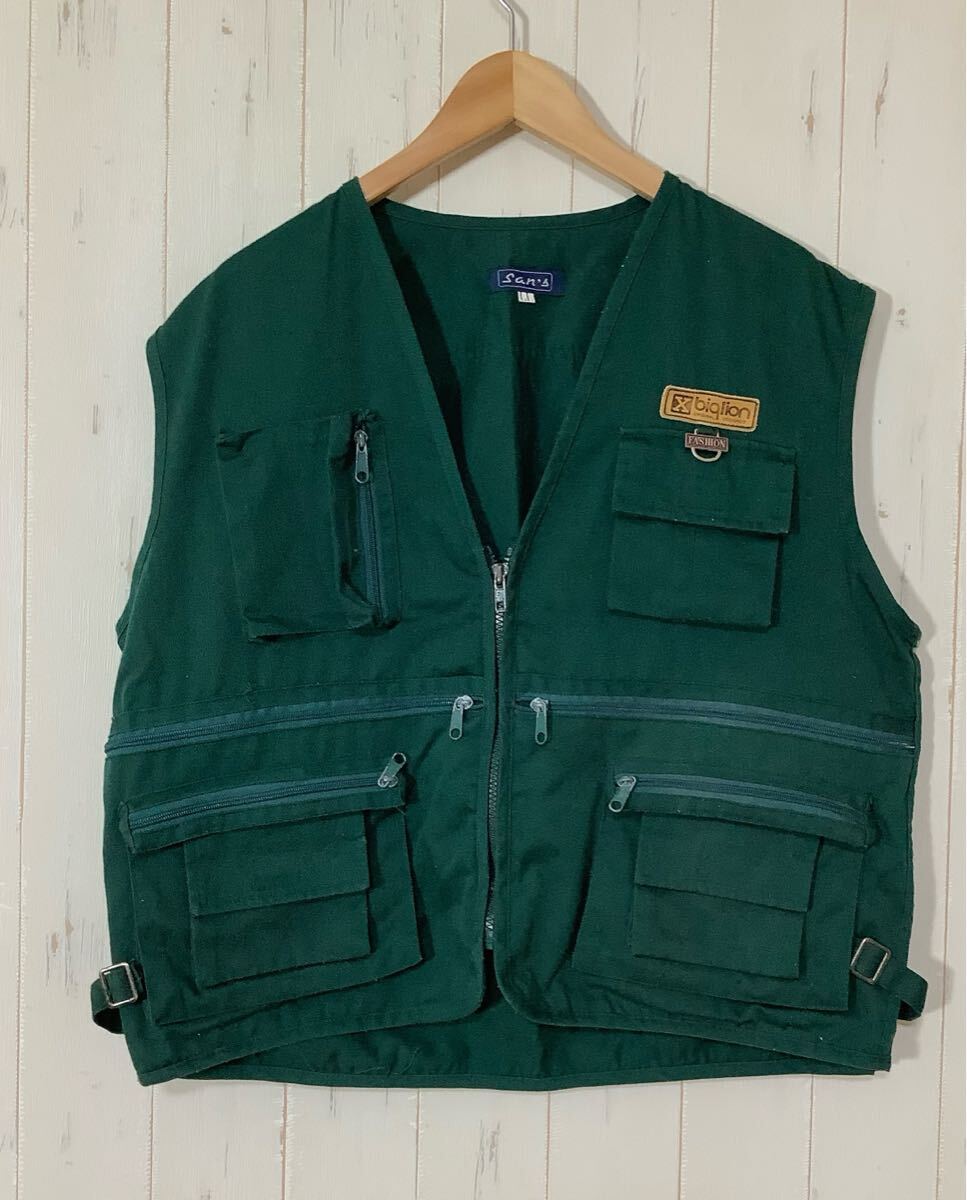 ち1734 san's サンズ フィッシングベスト LL グリーン 拍卖