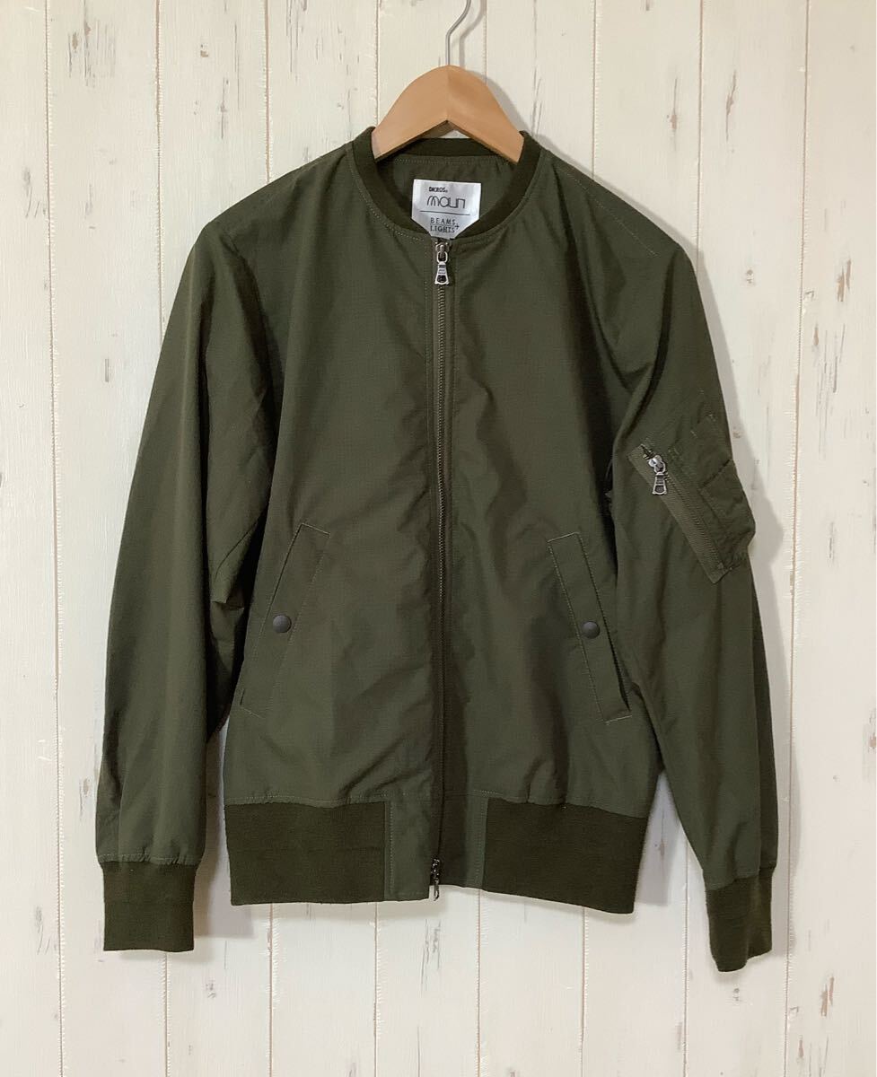 こ1745 BEAMS LIGHTS DICROS mauri ビームス ディクロス コラボ MA-1 フライトジャケット S オリーブ 薄手拍卖