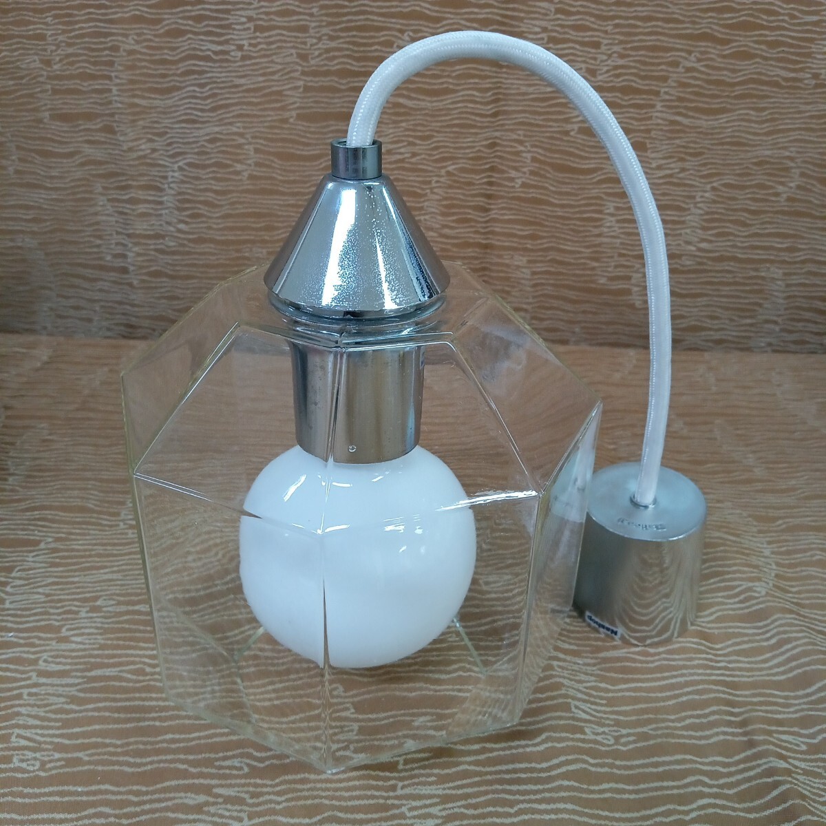 【ナショナル ガラスランプシェード 照明器具 ④】通電確認済み 白熱灯 八角形 天井照明 National Nashop NL10210 昭和レトロ 【倉庫】1014拍卖